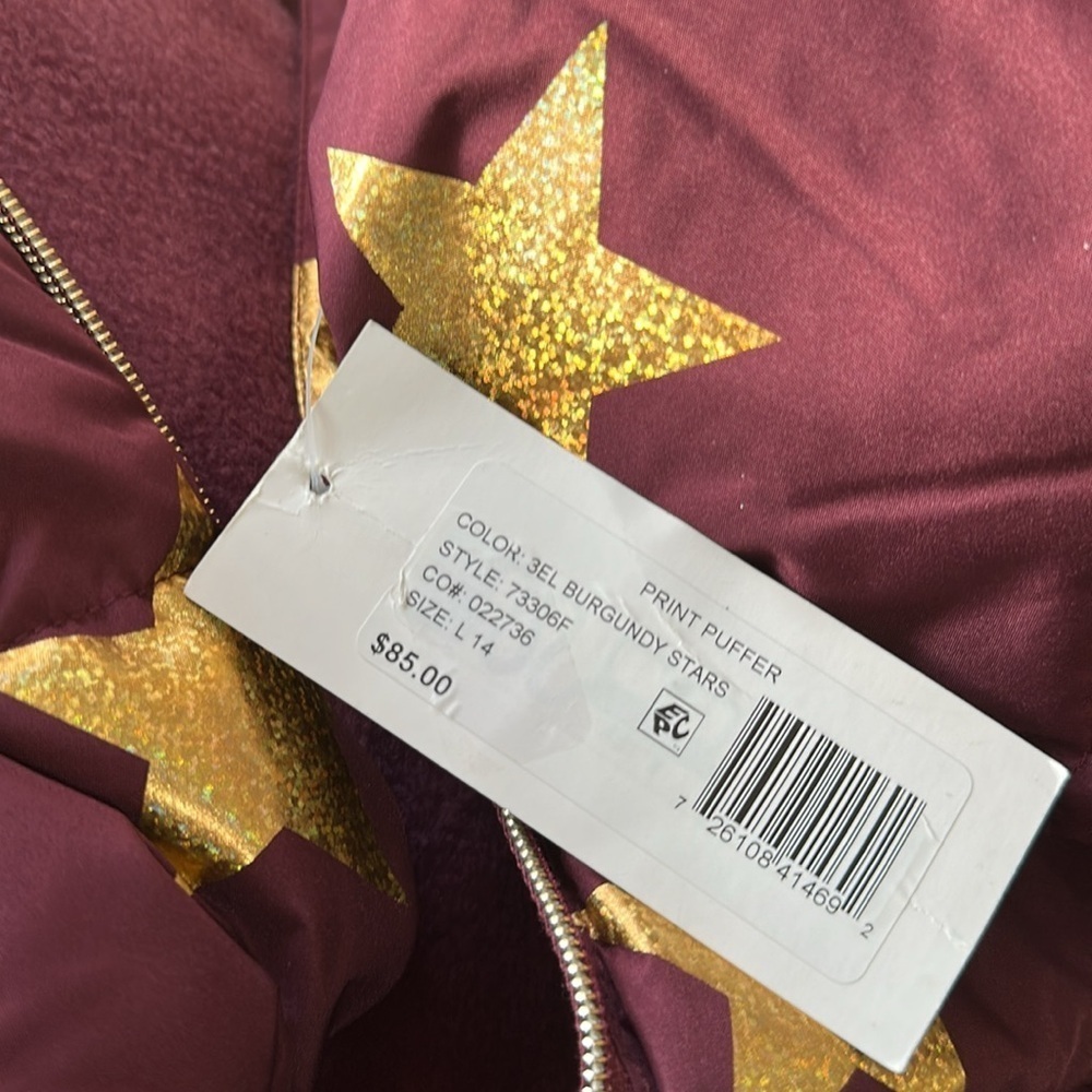 New Kids Burgundy Star Jacket SZ L(14) - Picture 10 of 10